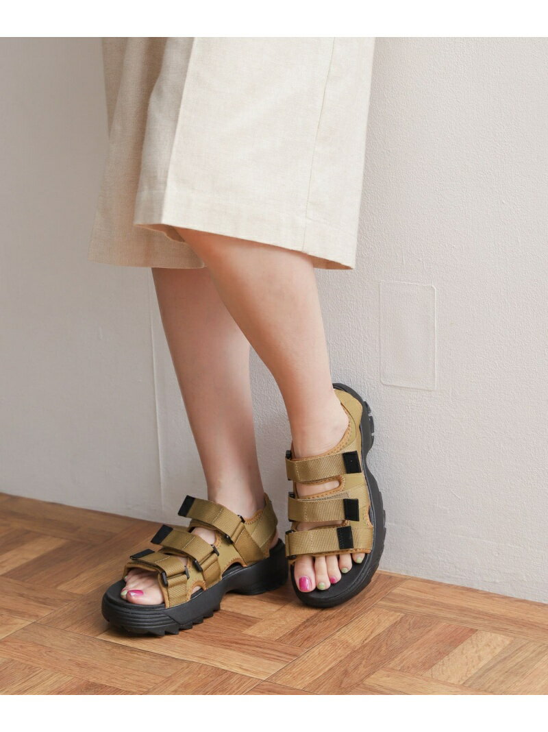 【SALE／20%OFF】GRAND COLONY Recycled nylon Sandal DOORS アーバンリサーチドアーズ シューズ サンダル/ミュール ブラック ベージュ【RBA_E】[Rakuten Fashion]