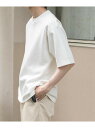 FORK&SPOON ストレッチダンボールショートスリーブTシャツ URBAN RESEARCH DOORS アーバンリサーチドアーズ トップス カットソー・Tシャツ ホワイト グレー ブラック ブラウン