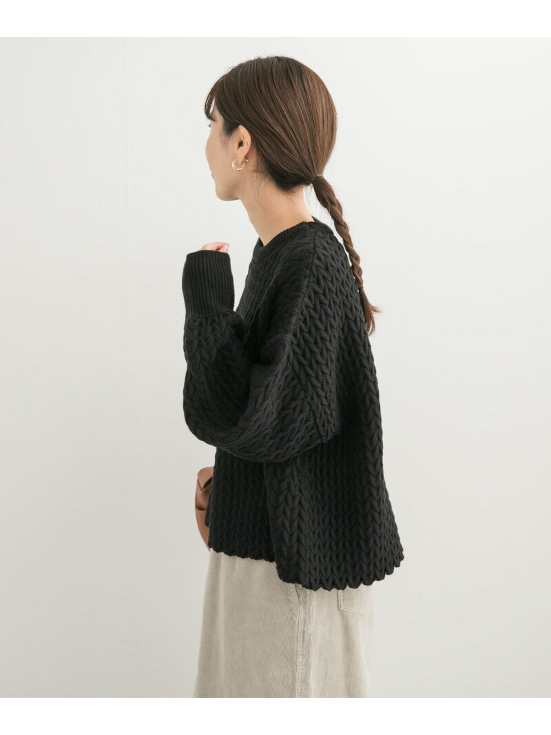 【SALE／20%OFF】ヘリンボーン柄ニットプルオーバー URBAN RESEARCH DOORS アーバンリサーチドアーズ トップス ニット ベージュ ブラック【RBA_E】【送料無料】[Rakuten Fashion]