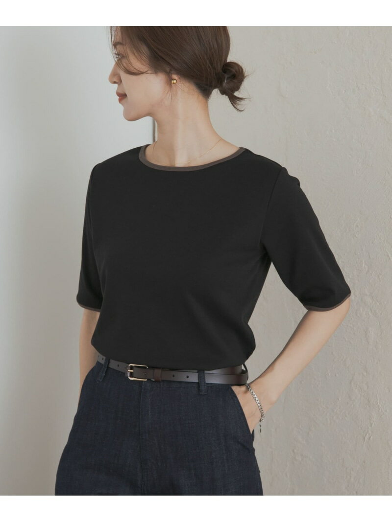 5分袖リンガーTシャツ URBAN RESEARCH DOORS アーバンリサーチドアーズ トップス カットソー・Tシャツ ブラック グレー【送料無料】[Rakuten Fashion]のサムネイル