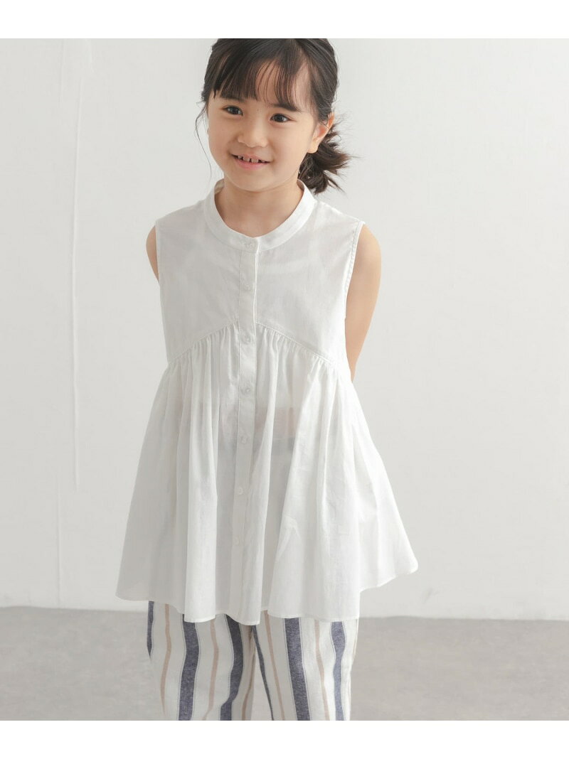 【SALE／50%OFF】『親子リンク』コットンボイル切替ブラウス(KIDS) URBAN RESEARCH DOORS アーバンリサーチドアーズ トップス その他のトップス ホワイト ブルー【RBA_E】[Rakuten Fashion]