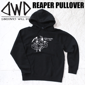 【DINOSAURS WILL DIE ダイナソーウィルダイ】REAPER PULLOVER -ユニセックス- カラー:BLACK/黒(ダイナソー スノーボード インナー スノボ パーカー プルオーバー)