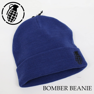 メール便対応BOMBER BEANIE -スノーボードニット帽- カラー:BLUE(青) サイズ:ユニセックスフリーサイズ(グレネード スノボ ビーニー 折り返し)