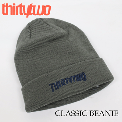 配送追跡メール便対応CLASSIC BEANIE -スノーボードニット帽- カラー:GREY(グレー) サイズ:ユニセックスフリーサイズ(サーティーツー スノボ ビーニー 折り返し ニット帽)