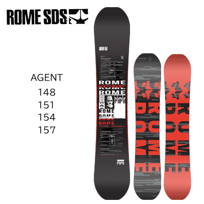 21-22モデル【ROME SDS ローム】スノーボード 板 AGENT エージェント サイズ 148cm 151cm 154cm(ハイブリッド ソフトフレックス パーク グラトリ ツインチップ)2021SNOWDOPE