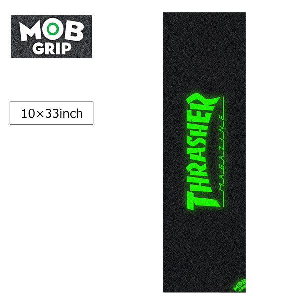 Rakuten - 【mob grip モブグリップ】スケートボード グリップテープ THRASHER GLOW LOGO サイズ 10インチ×33インチ(スケボー デッキテープ 滑り止め 柄入り 1台分 グラフィック 蓄光)