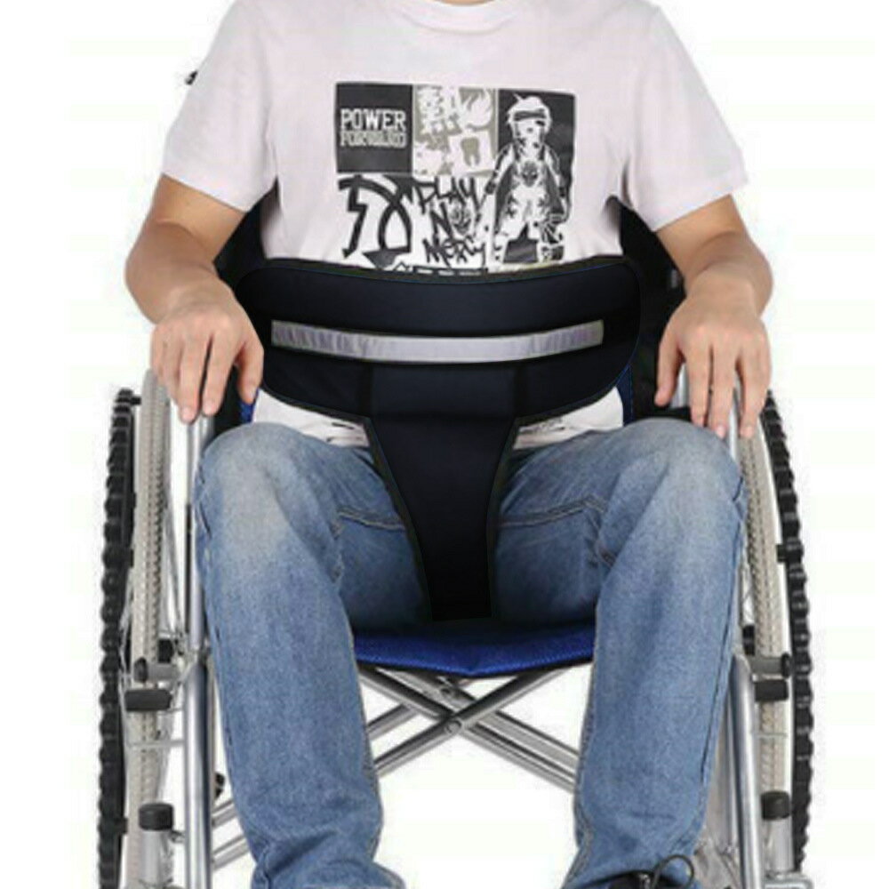 車椅子安全ベルト 車椅子用シートベルト T字型 固定用ベルト wheelchair seat belt 転落防止ベルト通気性 背面ワンタッチ固定 姿勢 保持 安全帯 ベルト 介護 介助 安全ベルト 車いす付属品 脱着簡単 高齢者介護用 ブラック/ブルーのサムネイル