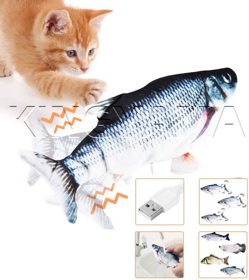 猫 おもちゃ 魚 電動 キャットニップのおもちゃ 猫用ぬいぐるみ 電気猫用おもちゃ USB充電