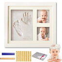 フォトフレーム 置き掛け兼用 安全 赤ちゃん 出産祝い 内祝い ベビー記念品 手形 赤ちゃん 手形 足形フレームベビー フォト フレーム 2枚写真立て 赤ちゃん手形記念品 成長記録 ホワイト 白