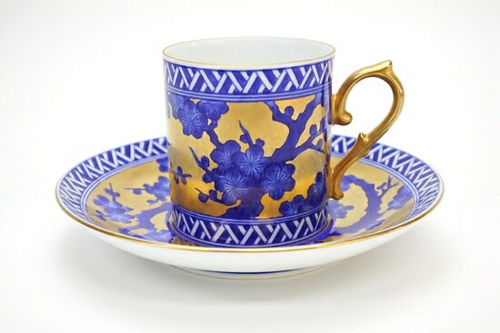 有田焼 金彩梅絵 コーヒー碗皿 カップ&ソーサー 賞美堂 珈琲 紅茶 日本製 記念品 御祝「サイズ」口径 6..