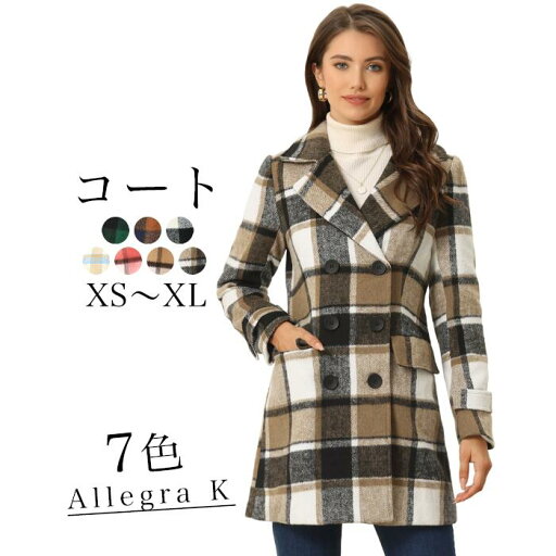 Allegra K チェック柄 コート レディース チェスターコート ロングコート 秋冬 冬着 おしゃれ ジャケット 通勤 通学 防寒 コート 女性 アウター 体型カバー 可愛い コート Allegra K チェック柄 コート レディース チェスターコート ロングコート 秋冬 冬着 おしゃれ ジャケット 通勤 通学 防寒 コート 女性 アウター 体型カバー 可愛い コート