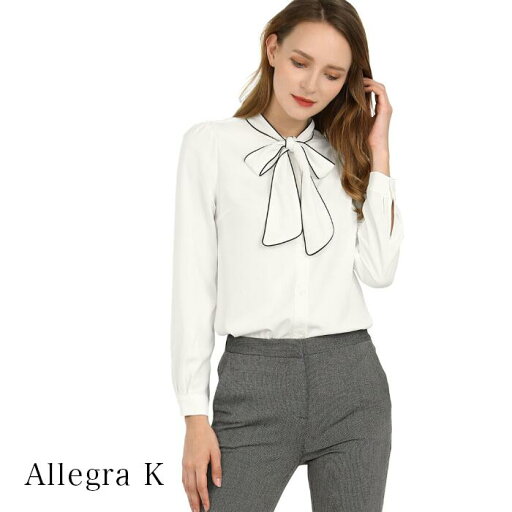 Allegra K ブラウス ホワイトシャツ レディース 白シャツ 長袖 無地 オフィス 女性 トップス ブラウス 通勤 就活 フォーマル シャツ 大きいサイズあり Allegra K ブラウス ホワイトシャツ レディース 白シャツ 長袖 無地 オフィス 女性 トップス ブラウス 通勤 就活 フォーマル シャツ 大きいサイズあり