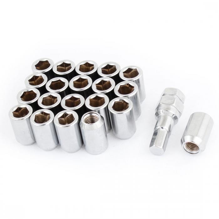 uxcell 車輪 引っ張る ナット 六角形 銀トーン ロック キー 16進法 12×1.5mm 20個