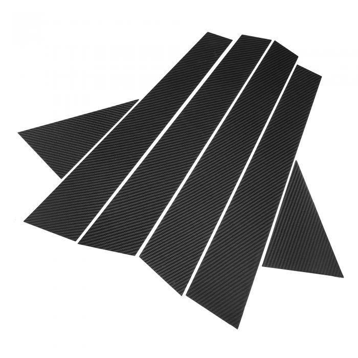 X AUTOHAUX 車のドア窓ピラーポストカバートリム 外装傷防止ステッカー 光沢黒 カーボンファイバーパターン Audiに対応 A4 B8 2008-2016に対応 1セット