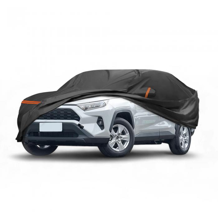 X AUTOHAUX Toyotaに対応RAV4 2012-2023用の車カバー PEVAスパンレース綿製 自動車カバー ボディカバー カーカバー 防水性アップ 雹対策 日焼け防止 梅雨対策 防炎 防塵 雪/強風/黄砂対策 乗客用ドアジッパー ブラック