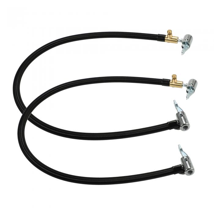 X AUTOHAUX タイヤ インフレータ ホース アダプター デュアル ロック オン から ロック オン コネクション エア チャック ホース付き 標準タイヤ バルブ用 細ネジ エア リリース バルブ付き 2 個 60cm