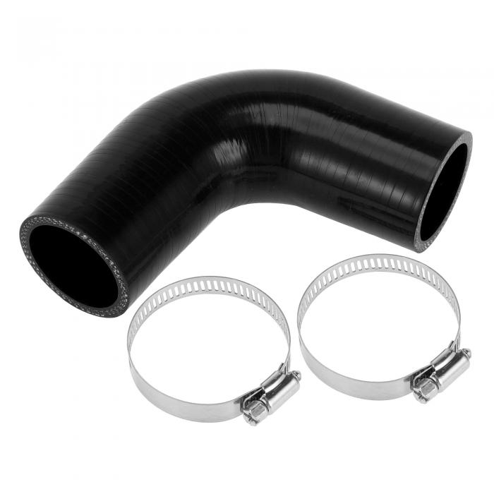 X AUTOHAUX シリコンホース ラジェーターホース 耐油ホース エアダクトホース 90度 4層強化 エアクリーナー エアーホース 耐熱・耐寒・耐圧性 高性能 自動車・バイク・カスタムパーツ用 ブラック 長さ90mm 内径40mm ホースバンド付き(2)