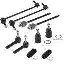 X AUTOHAUX Dodgeに対応キャラバン用の10個のフロントサスペンションキット インナーアウタータイロッドエンド フロントスウェイバーリンク ロアボールジョイントブーツ