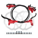 BULLSPANN 1セット 自転車ディスクブレーキキット フロント左リア右ブレーキレバー 160mmローター 自転車ディスクブレーキキャリパー 850mm 1450mmブレーキワイヤー ロードバイク MTB用 レッド