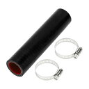 X AUTOHAUX 内径25mm 長さ150mm 0度 ストレート ブラック レッド シリコンチューブ インテーク 冷却 接続ホース 汎用 ホースバンド付き ...