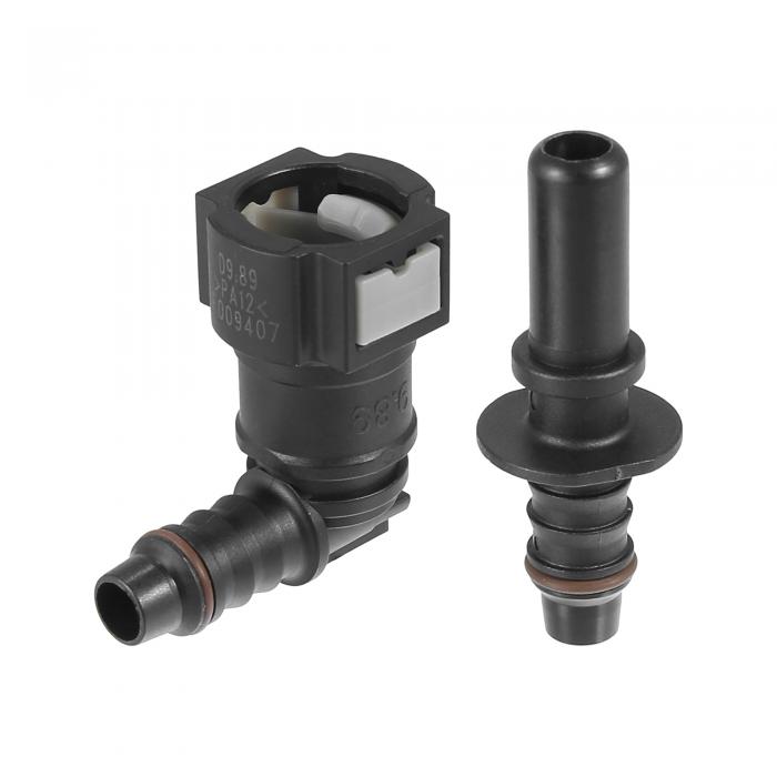 uxcell 燃料ラインホースクイックリリースコネクタ 切断ホース 9.89mmSAE-10.5mm 90度 ナイロン 2個