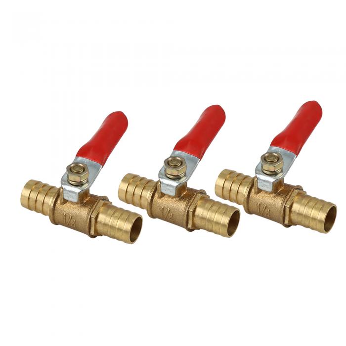 uxcell ボールバルブ ボール弁 真鍮 ホースフィッティングコネクタ ミニ 180度 空気水燃料パイプ用 3個入り 12mm
