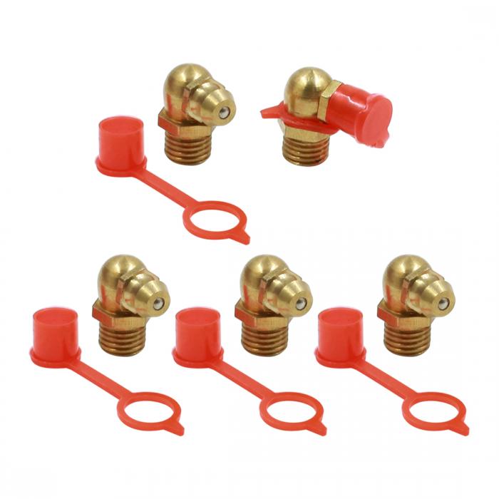 uxcell グリースニップル継手 90度の角度 ダストキャップ付き 真鍮糸 車用 5セット M8