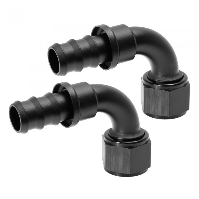 X AUTOHAUX フィッティング ホースエンド AN12 ANタイプ 90度 自動車部品 接続 アダプター 6061 アルミニウム合金 ブラック 2個入り