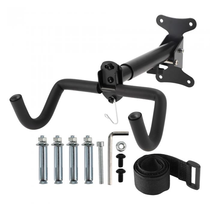 壁掛け自転車ラック、長さ調節可能な自転車屋内収納ラック、ストラップとレンチ付き、サイクリング壁掛..