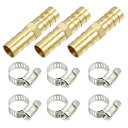 uxcell 銅ホースバーブフィッティングコネクタ クランプ付き ジョイナーエアウォーター燃料パイプ用 10mm 1セット(2)