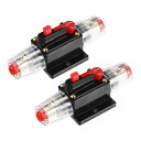 X AUTOHAUX 車のサーキットブレーカ 手動リセットインラインヒューズホルダープロテクター付き ブラック レッド DC 12V- 48V 20Amp 1セ...