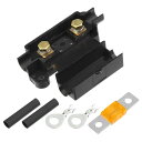 Motoforti ANSヒューズホルダーキット デュアルバッテリーシステム用 ANSヒューズホルダー 40Aヒューズ チューブ端子 プレカット熱収縮スリーブ プラスチック ブラック 1セット
