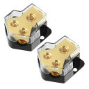 uxcell 分配ブロック 0 2 4ゲージ入力 4 8ゲージ出力 2ウェイ AMP電源 カーオーディオスプリッター用 2個