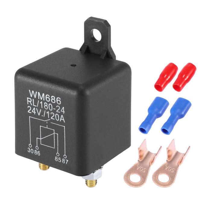 X AUTOHAUX リレー リレーソケット　車用リレー WM686 120A DC24V 自動車用 端子コネクタ付き 充電リレースイッチ電源 ユニバーサル 1セット
