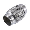 uxcell 二重編組排気管 ユニバーサル 102x51mm エンド付き 102mm長い排気フレキパイプ ステンレス鋼 シルバートーン 1個(2)