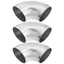 uxcell エキゾーストエルボパイプ 90度マンドレルベンドエルボ SS304ステンレス鋼 車用 アーク長さ165mm 外径76mm シルバートーン 3個