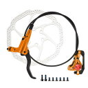 BULLSPANN 1セット 自転車ディスクブレーキキット フロント左ブレーキレバー 160mmローター 自転車ディスクブレーキキャリパー 850mmブレーキワイヤー ロードバイク MTB用 オレンジ