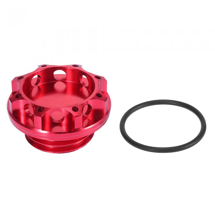 X AUTOHAUX 車のガソリンオイルフィラープラグカバー 燃料タンクキャップ アルミニウム合金 レッド Subaruに対応