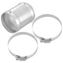 X AUTOHAUX ホースジョイントパイプセット 2つのクランプ付き アルミニウム合金 外径63mm 長さ76mm