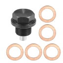 X AUTOHAUX オイルドレンプラグ 磁石 アルミニウム サンプドレンナット オイルドレンボルト 5個のワッシャー付き 車用 オートバイ用 M16x1.5 ...