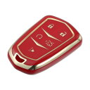 uxcell 車のキーフォブカバー 5 ボタン リモートキーフォブケース TPUボタンフルプロテクターカバー レッド Cadillacに対応 XT5に対応 20...