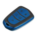 uxcell 車のキーフォブカバー 5ボタン リモートキーフォブケース フェイクレザーパターン TPU ボタンフルプロテクター ブルー Cadillacに対応 ...
