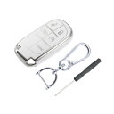 uxcell スマートキーフォブケースカバーキット キーフォブシェル保護 キーレス キーチェーン付き TPU Jeepに対応 Grand Cherokee Re...
