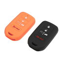uxcell 5 ボタンスマートリモートキーシェル Hon daに対応 Accord 2016-2021 用 プロテクター シリコン ブラック オレンジ 2 個