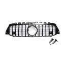 X AUTOHAUX メルセデスベンツに対応AクラスW177 V177 2018-2024用フロントアッパーフードバンパーグリル AMGスタイル カメラホールなし 黒い