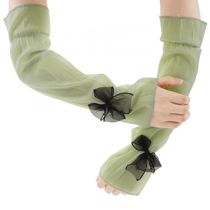 CAPASTEC アームカバー レディース おしゃれ 可愛い インスタ映え 日焼け防止 薄手 軽量 バブル生地 アームスリーブ 街歩 ドライブ用 女性用 ライトグリーン パフスリーブ