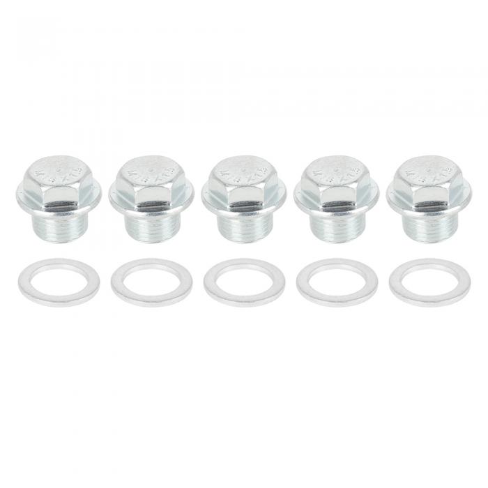 uxcell オイルドレンねじ エンジンオイルドレンプラグナットネジ オイルドレンボルト ワッシャー付き 車用 5セット入り M18×1.5