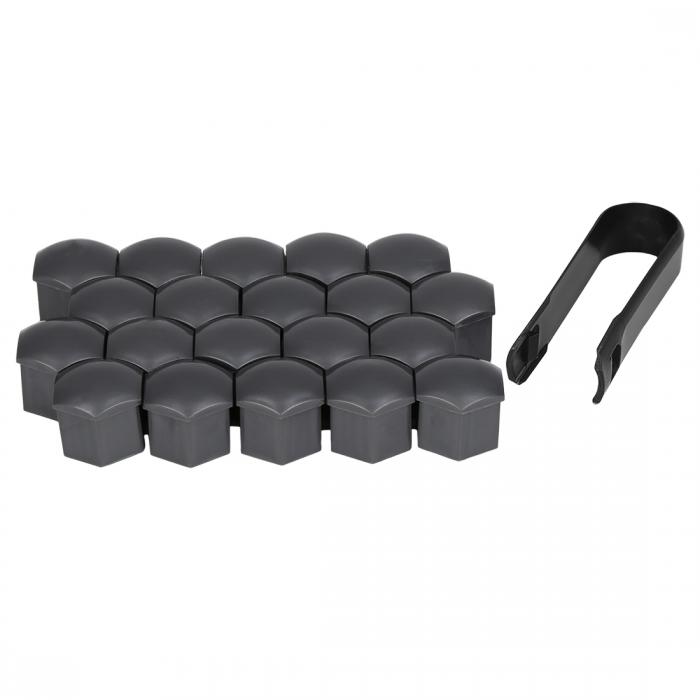 uxcell カーホイールナットラグハブ スクリューリムボルトカバー 取り外しツールクリップ付き 21mm ユニバーサル プラスチック グレー 20個入り