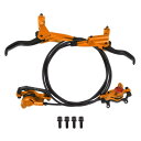 BULLSPANN 1セット 自転車ブレーキアクセサリー アルミニウム合金 ブレーキハンドルバー リア左フロント右ブレーキレバーとブレーキワイヤー ロードバイク MTB用 オレンジ