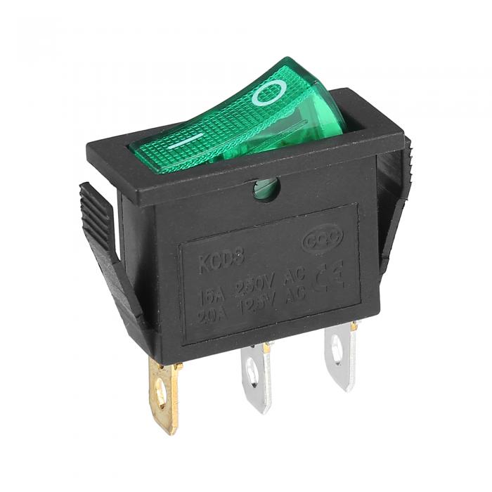 X AUTOHAUX インテリアAC 250V/16A LEDロッカースイッチ オンオフ 3ピン トグルスイッチ カラバン キャンピングカー ダッシュボード ミドリ